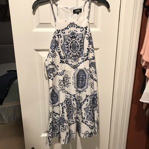 White and blue a-line dress